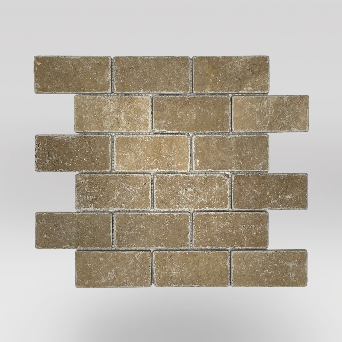 Noce Travertine Tumbled 2"x4" Mosaic