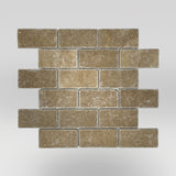 Noce Travertine Tumbled 2"x4" Mosaic