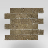 Noce Travertine Tumbled Split Face 2"x4" Mosaic