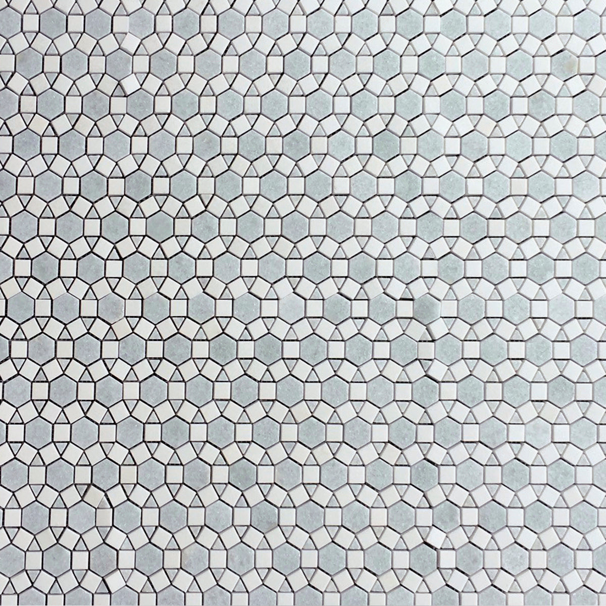 Sunflower Thassos and Blue Celeste Marble Mosaic