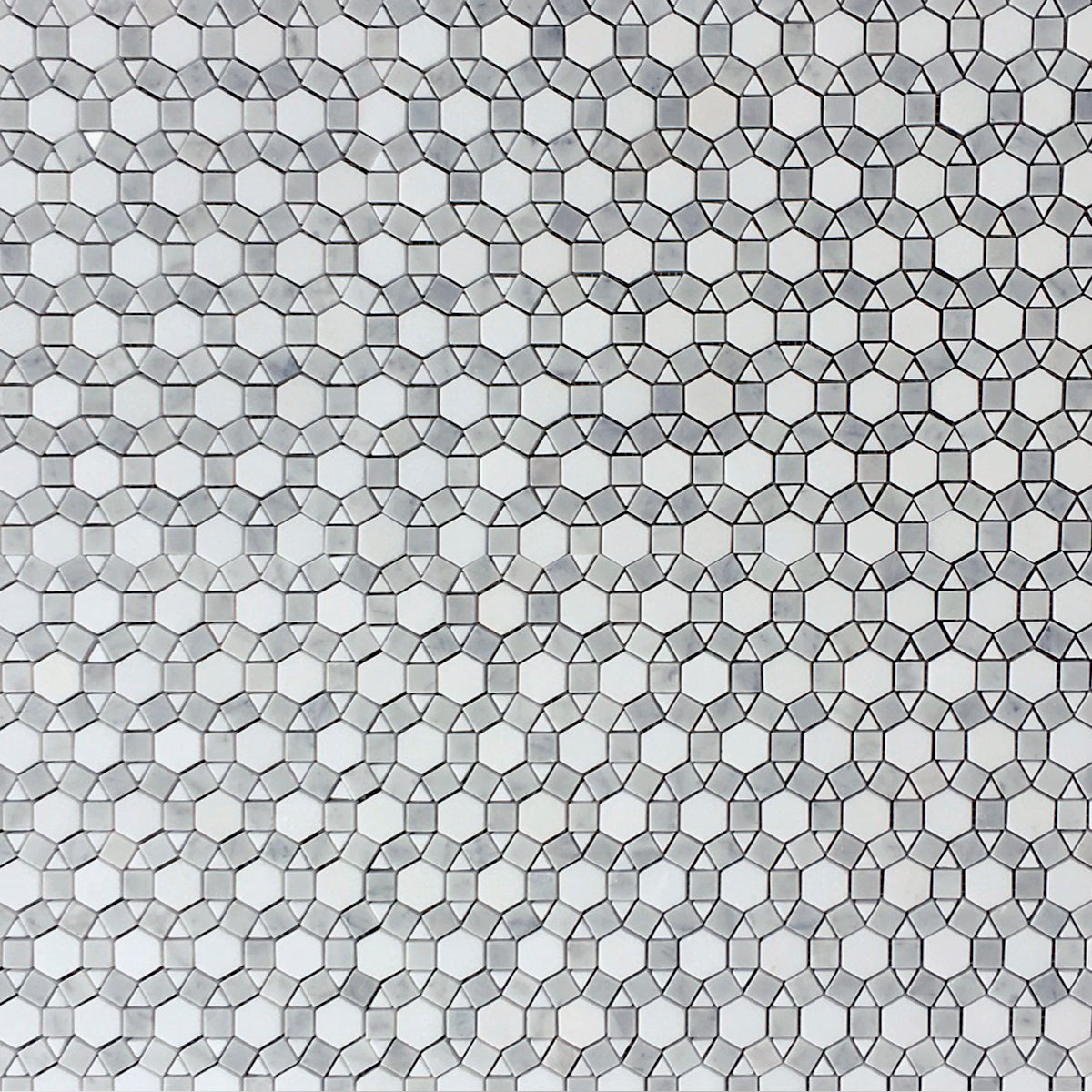 Sunflower Thassos and Carrara Marble Mosaic