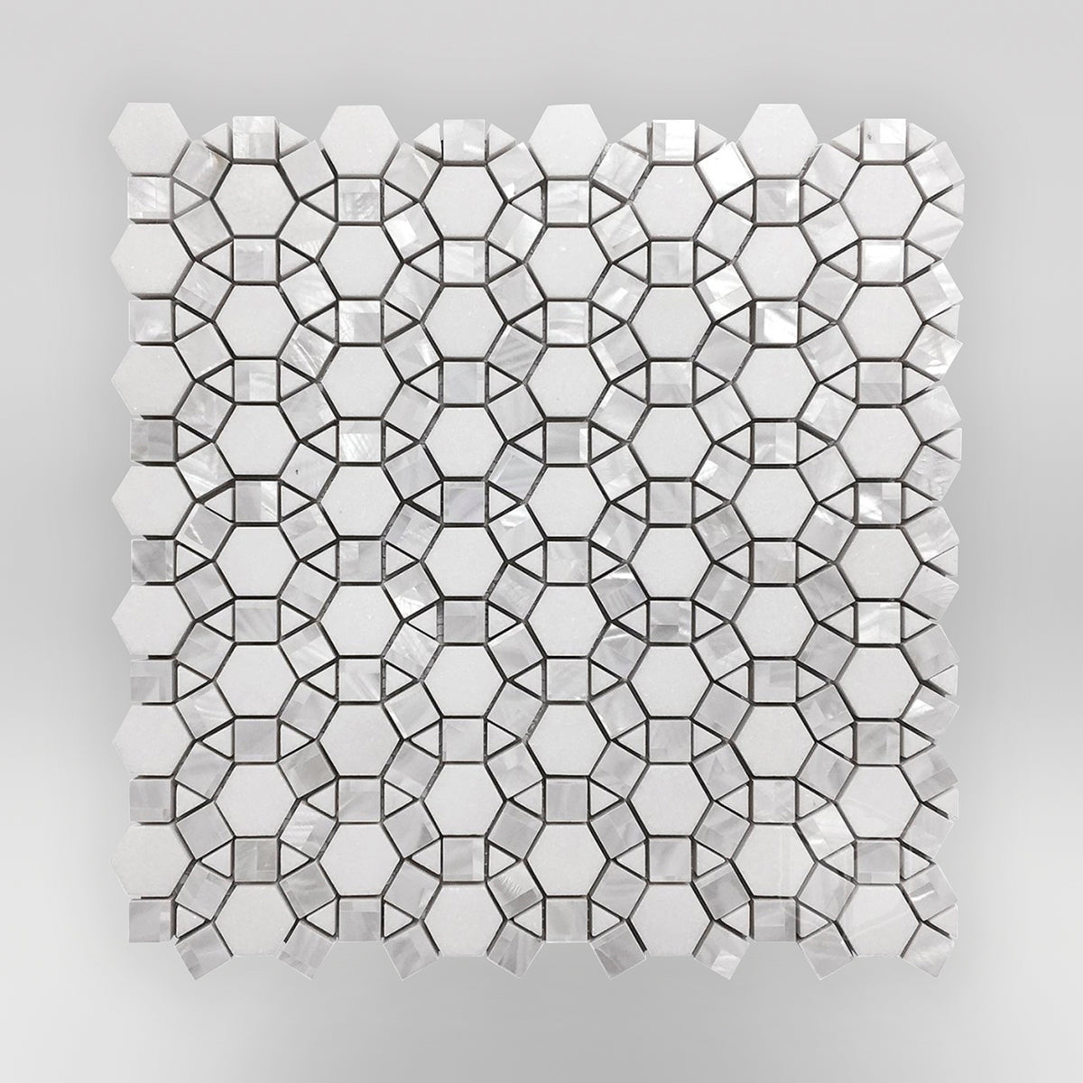 Sunflower Thassos and Mother of Pearl Marble Mosaic