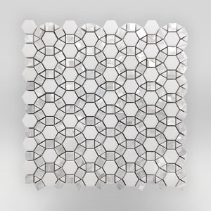 Sunflower Thassos and Mother of Pearl Marble Mosaic