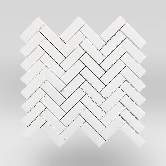Thassos Polished 1"x3" Herringbone Mosaic Tile