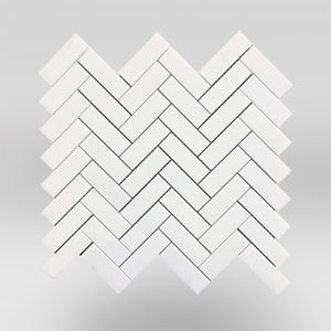 Thassos Polished 1"x3" Herringbone Mosaic Tile