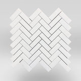 Thassos Polished 1"x3" Herringbone Mosaic Tile