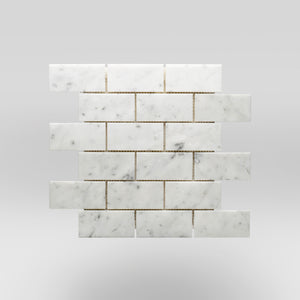 White Carrara Polished 2"x4" Marble Mosaic