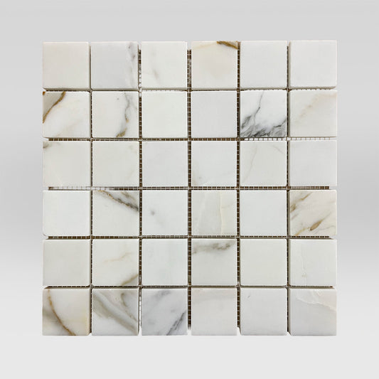 Calacatta Gold Honed 2"x2" Marble Mosaic