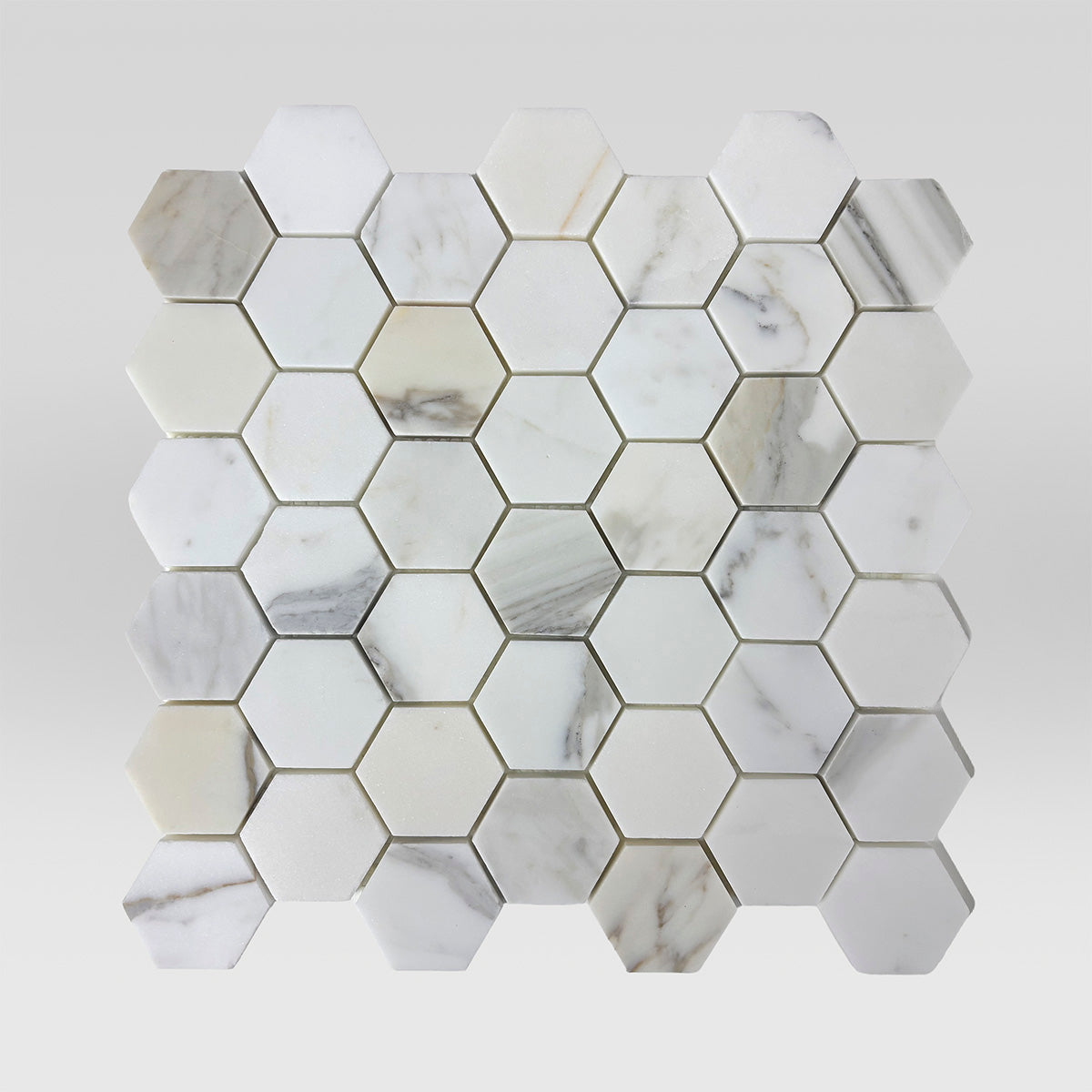 Calacatta Gold Honed Hexagon 2" Marble Mosaic