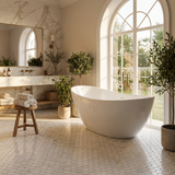 Afyon Sugar hexagon marble mosaic bathroom floor