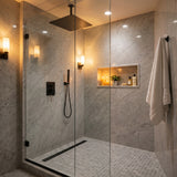 Bardiglio 1x1 marble mosaic shower floor