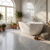 Bardiglio hexagon marble mosaic bathroom floor