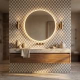Big Lantern Dolomite Gray marble mosaic bathroom feature wall