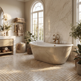 Bursa Beige 1x1 marble mosaic bathroom floor