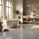 Bardiglio 2x2 marble mosaic bathroom floor