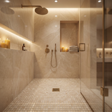 Bursa Beige 5/8 marble mosaic shower floor