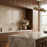 Cappuccino 2x4 marble mosaic kitchen backsplash