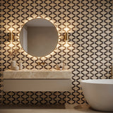 Crema Marfil Lattice marble mosaic — designer feature wall