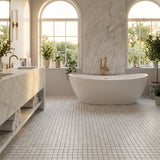 Dolomite Honed 1x1 marble mosaic — designer bathroom floor