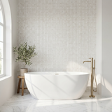 Dolomite polished 2x2 marble mosaic - bathroom feature wall