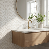 Dolomite polished herringbone marble mosaic - bathroom vanity