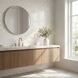 Dolomite polished arabesque marble mosaic - bathroom vanity backsplash