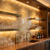 Honey onyx polished 2x4 mosaic - home bar backsplash