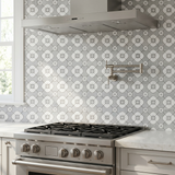 Metro grey and Thassos marble mosaic - kitchen backsplash