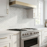 Oriental White honed 2x4 marble mosaic - kitchen backsplash