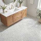Oriental White basket weave with black dots marble mosaic - bathroom floor