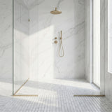 Oriental White polished 5/8 marble mosaic - walk-in shower floor