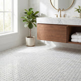 Oriental White basket weave with Bardiglio grey dots marble mosaic - bathroom floor
