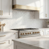 Oriental White herringbone marble mosaic - kitchen backsplash