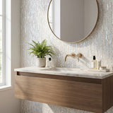 Random sticks mother of pearl mosaic - bathroom vanity backsplash