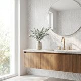 Thassos mini herringbone marble mosaic - bathroom vanity backsplash
