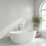 White Carrara honed 2x2 marble mosaic - bathroom feature wall