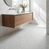 White Carrara honed 1 inch hexagon marble mosaic - bathroom floor