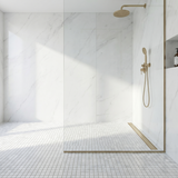 White Carrara polished 5/8 marble mosaic - walk-in shower floor