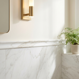 Calacatta Gold honed chair rail molding - bathroom wall border