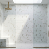 Calacatta Gold polished 6x12 marble plank tile - shower wall