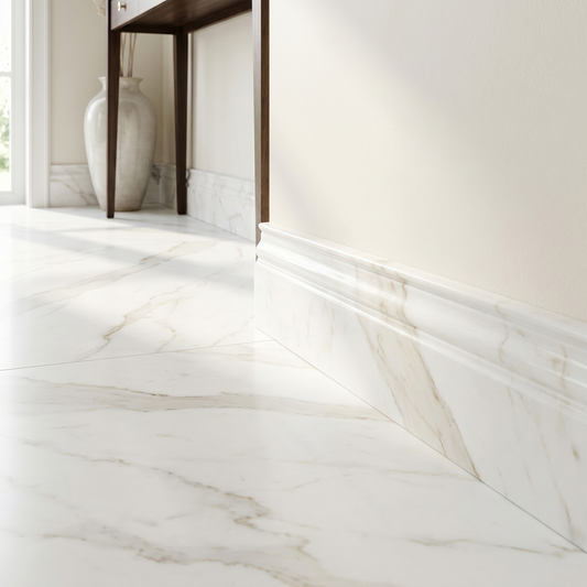 Calacatta Gold polished base molding - entryway skirting
