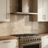 Cappuccino polished 3x6 subway marble tile - kitchen backsplash