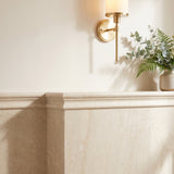 Crema Marfil honed chair rail molding - bathroom wall border