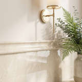 Crema Marfil polished chair rail molding - bathroom wall border