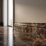Dark Emperador polished base molding - hallway skirting