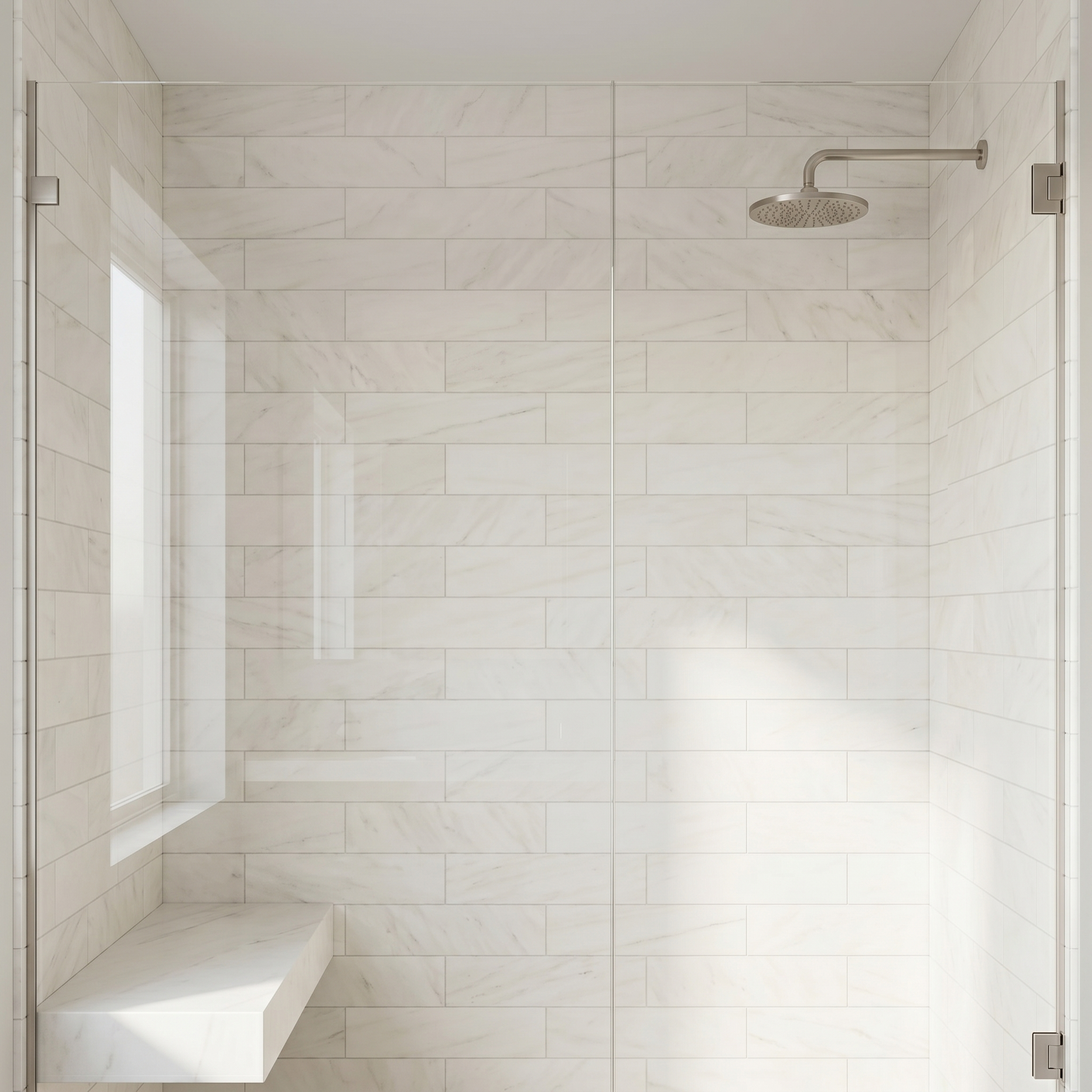 Dolomite honed 4x12 marble plank tile - shower wall