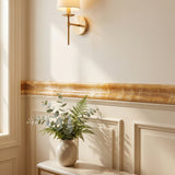 Honey Onyx polished chair rail molding - powder room wall border