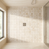 Ivory white travertine honed 1x1 mosaic - shower floor