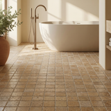 Noce travertine tumbled 2x2 mosaic - bathroom floor