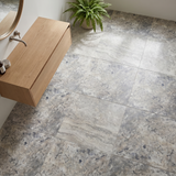 Silver travertine honed 12x12 tile - bathroom floor